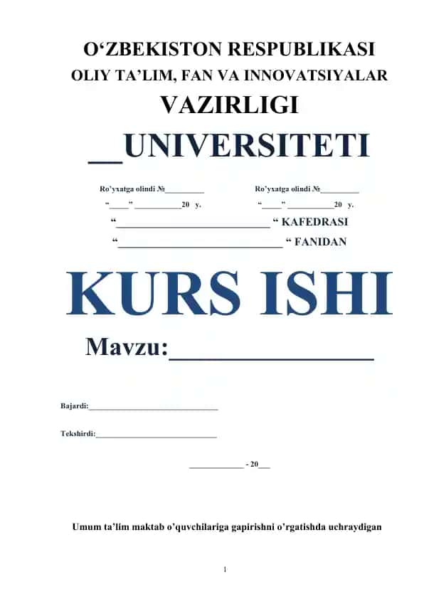 Fransuz tilini o‘rgatishda A2 darajadagi maktab o‘quvchilariga og‘zaki nutqni rivojlantirish bo‘yicha kurs ishi