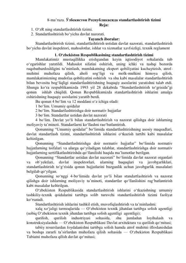 Standartlashtirish tizimi