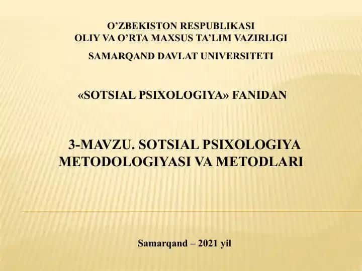 Sotsial psixologik tadqiqotlar metodologiyasi