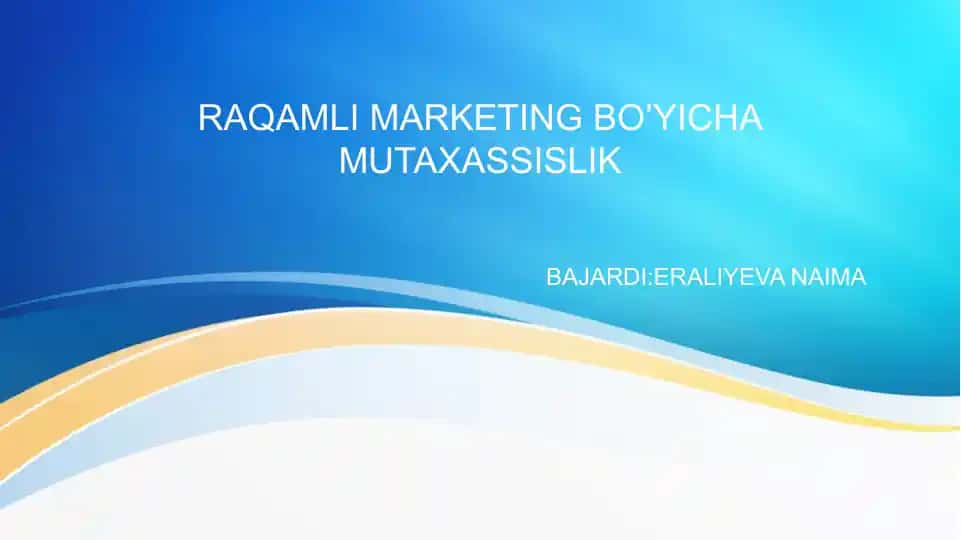 Raqamli Marketing Bo’yicha Mutaxassislik