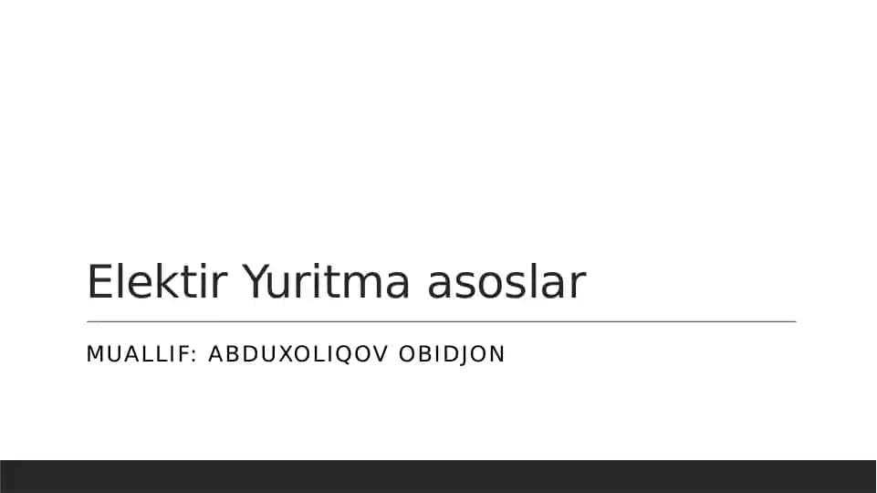 Elektir Yuritma asoslar