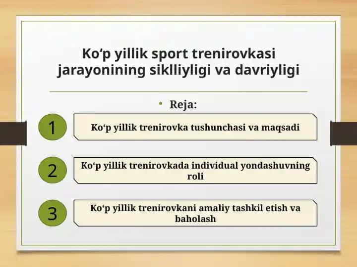 Ko‘p yillik sport trenirovkasi jarayonining siklliyligi va davriyligi
