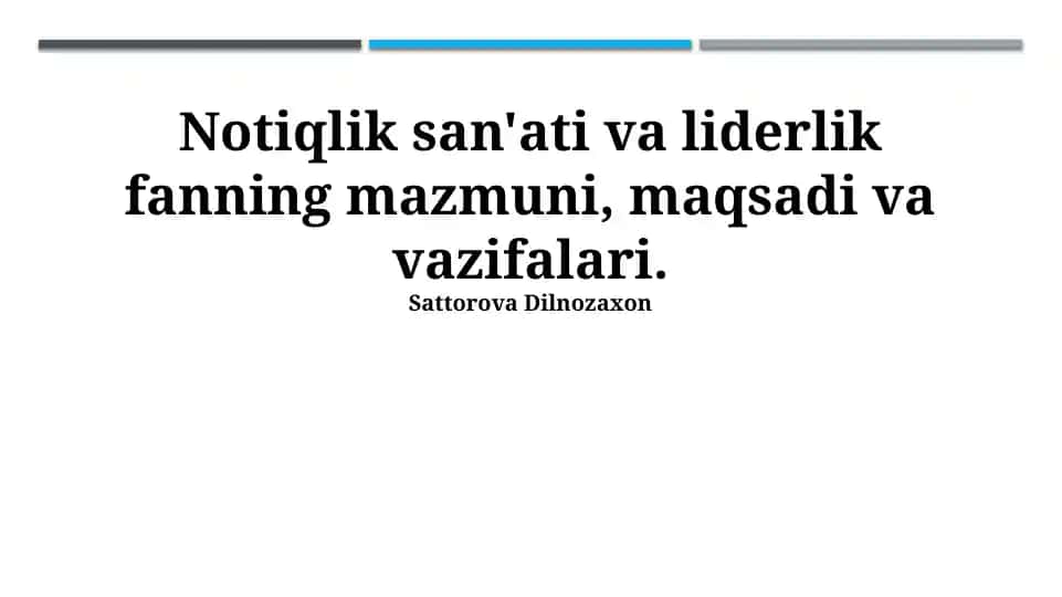 Muloqot san'ati va liderlik fani