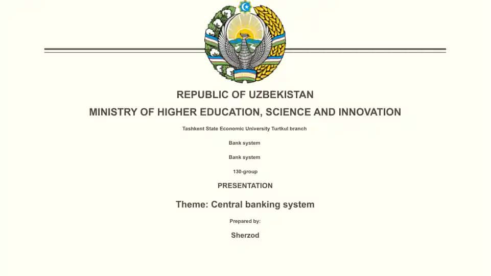 Central banking system
