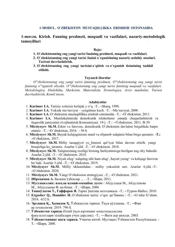 O`zbekiston Mustaqillikka Erishish Ostonasida