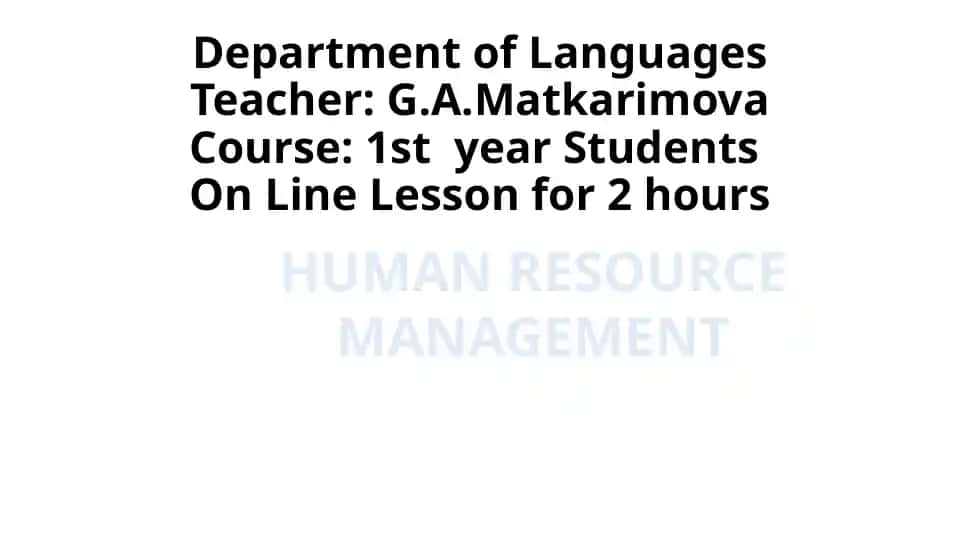 Human Resource Management
