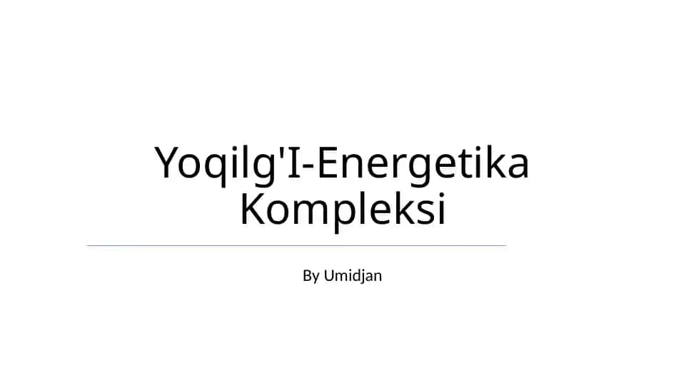 Yoqilg'I-Energetika Kompleksi