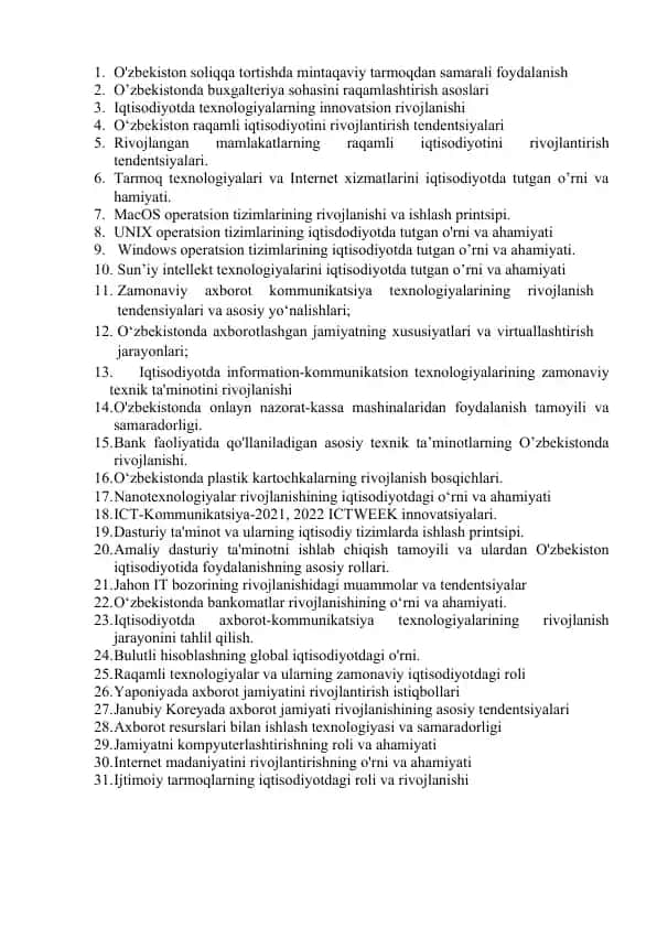 O'zbekiston soliqqa tortishda mintaqaviy tarmoqdan samarali foydalanish