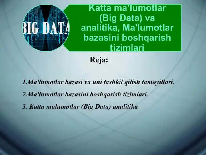 Ma'lumotlar Bazasi va Uni Tashkil Qilish Tamoyillari