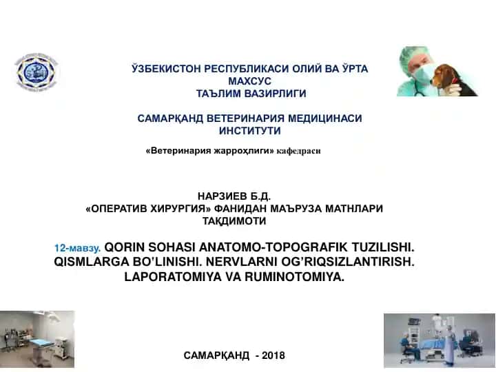 "ОПЕРАТИВ ХИРУРГИЯ" фанидан маъруза матнлари