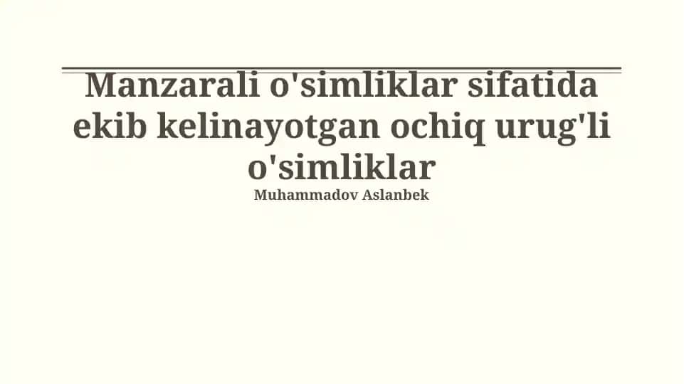 Ochiq urug'li o'simliklar