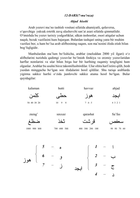 Arab yozuvi ma’no tashish vositasi