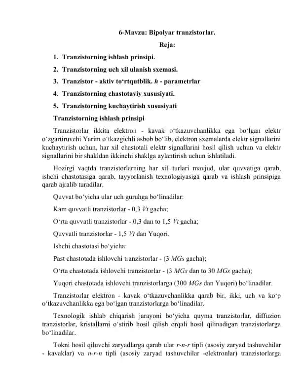 Bipolyar tranzistorlar