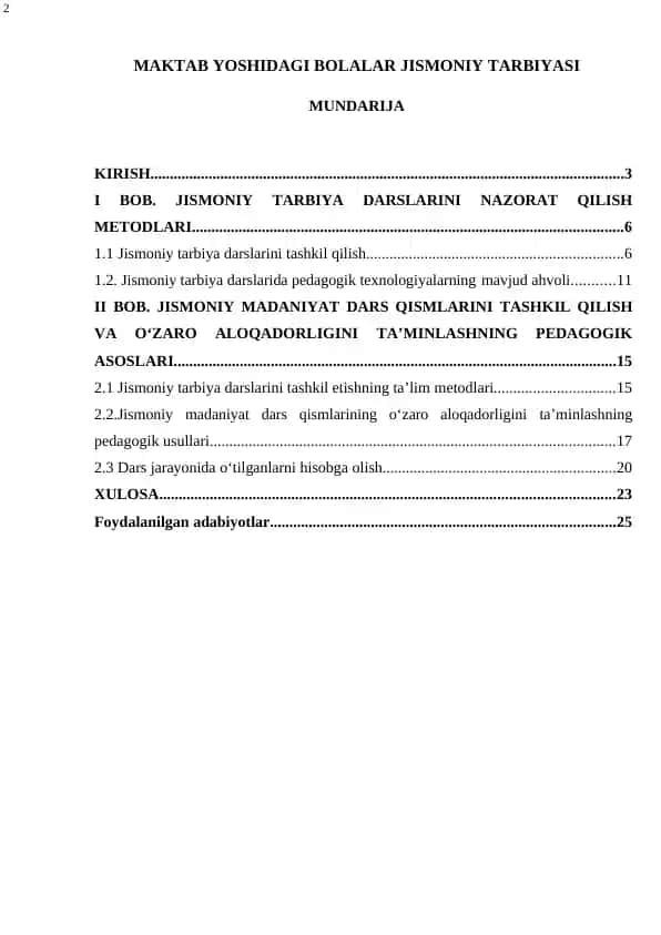 Maktab yoshidagi bolalar jismoniy tarbiyasi