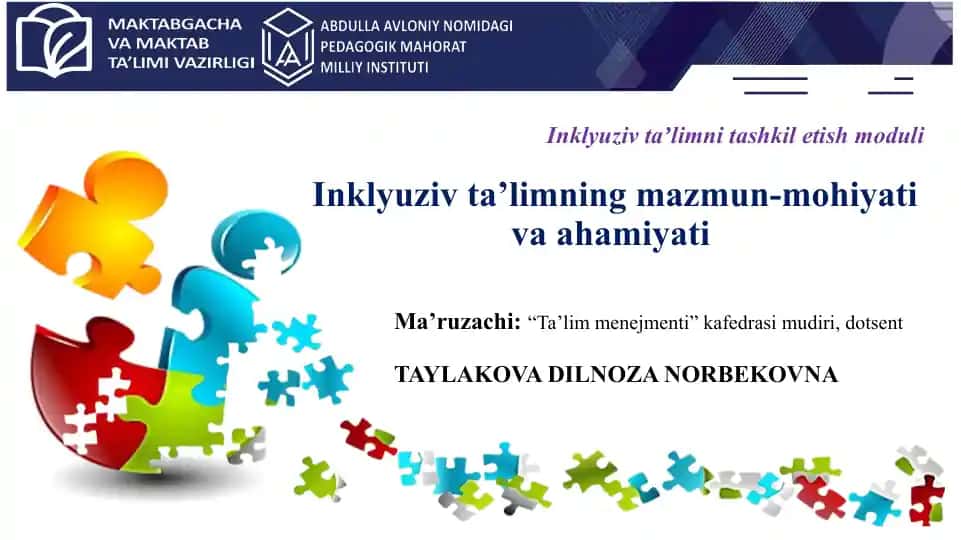 Inklyuziv taʼlimni tashkil etish moduli