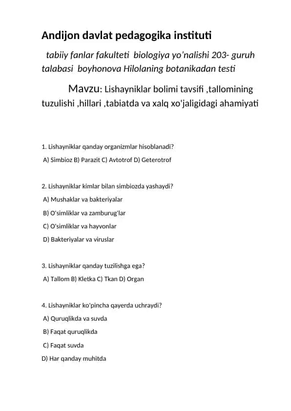 Lishayniklar