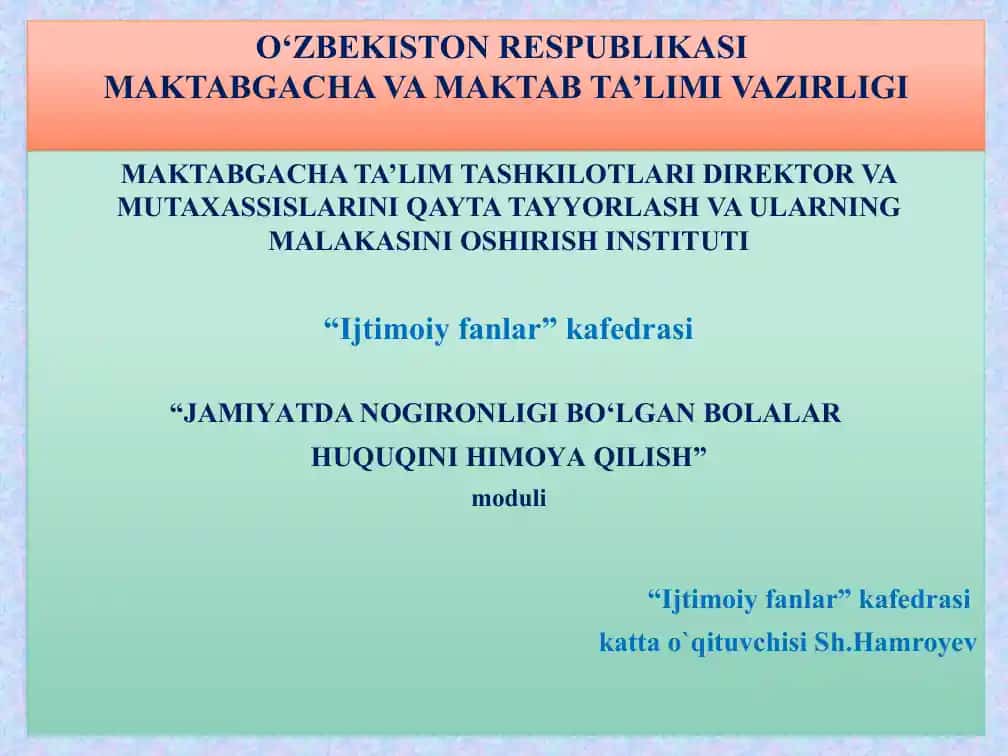 Nogironligi bo‘lgan bolalar huquqini himoya qilish