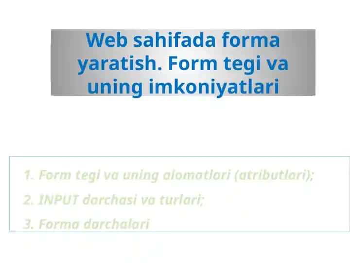 Web sahifa formasini yaratish