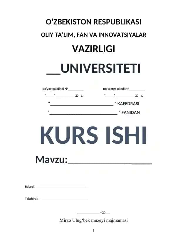 Mirzo Ulug‘bek memorial muzeyi haqida kurs ishi