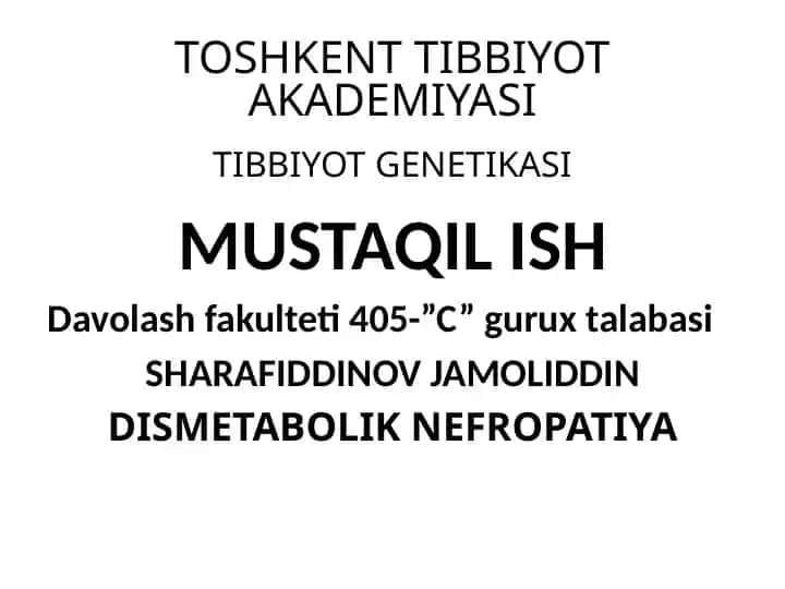 Dismetabolik nefropatiya