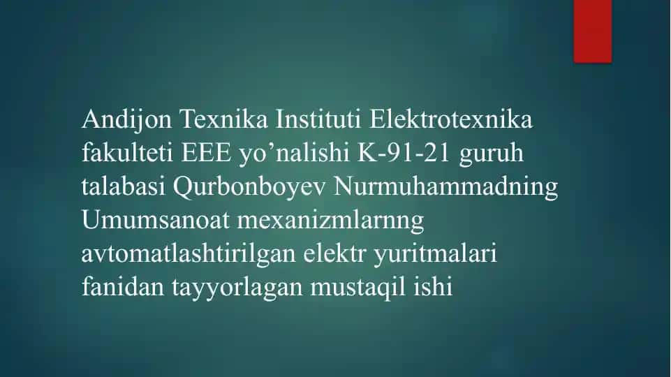 Elektrotexnika talabalari uchun elektryuritmalar fanidan ta'lim kitobi