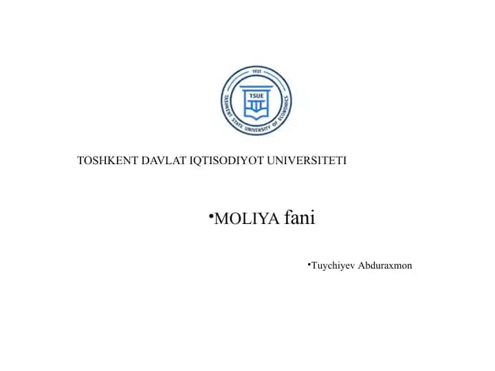 6-Mavzu. Moliyaviy bozorlar