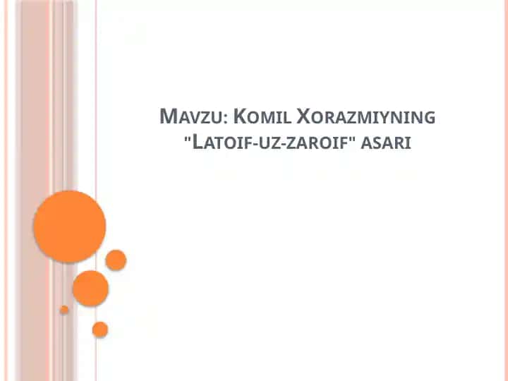 Komil Xorazmiyning Latoif-uz-zaroif asari