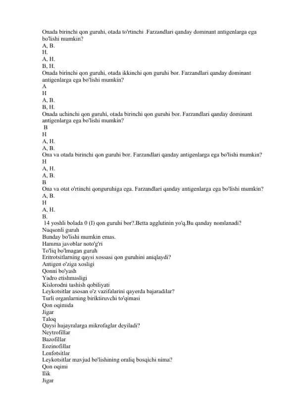 Dominant Antigenlar va Qon Guruhi