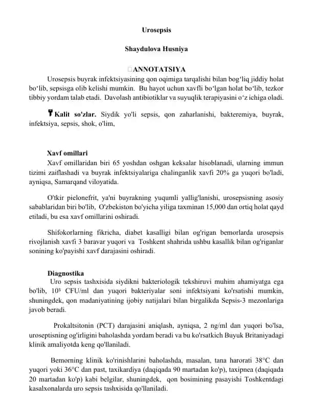 Urosepsis