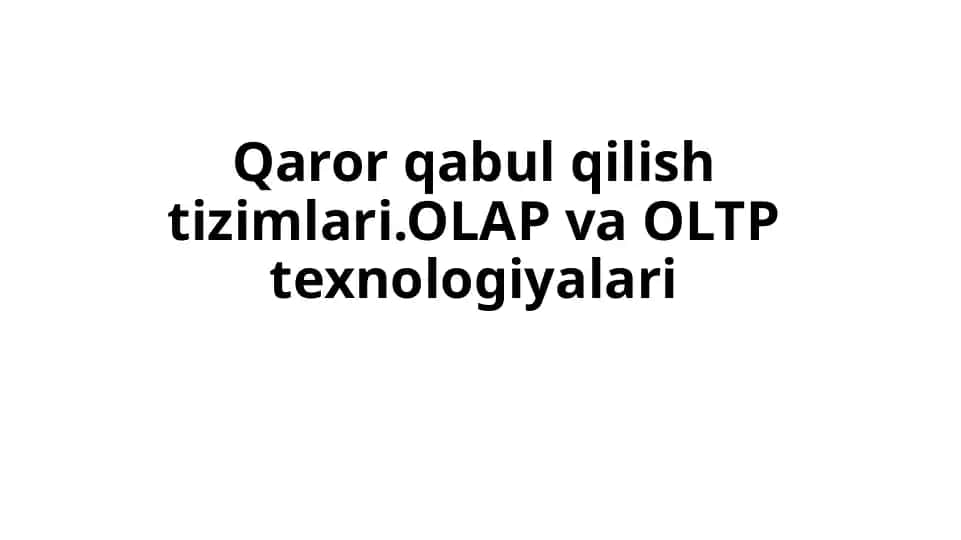 Qaror qabul qilish tizimlari