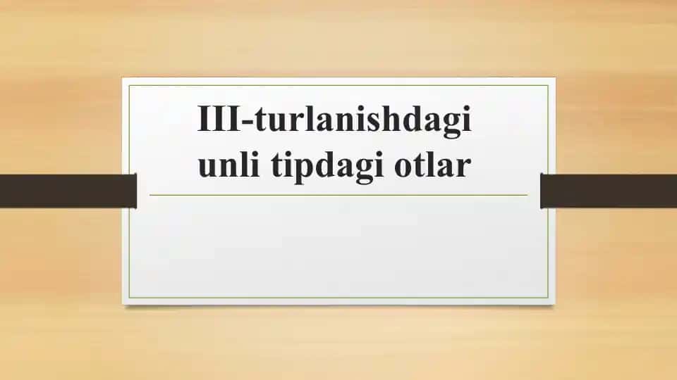 III-turlanishdagi unli tipdagi otlar