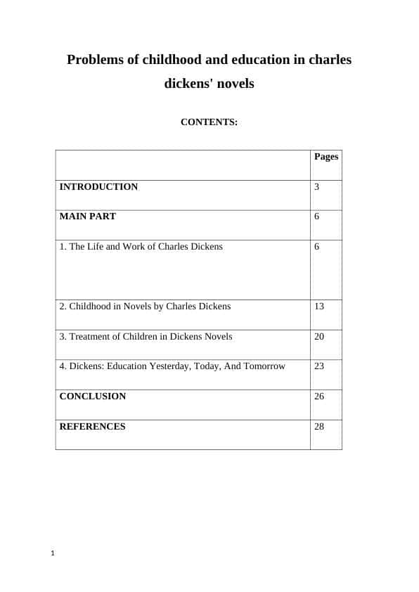 Problems of childhood and education in charles dickens' novels
