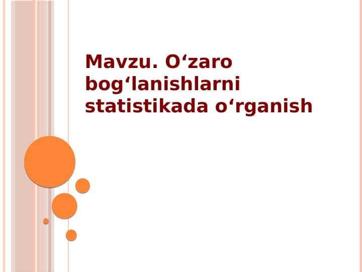 O‘zaro bog‘lanishlarni statistikada o‘rganish