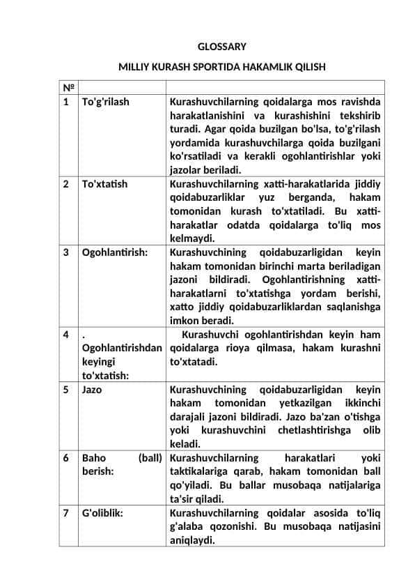 MILLIY KURASH SPORTIDA HAKAMLIK QILISH