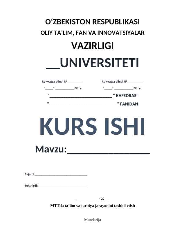 MTTda taʻlim va tarbiya jarayonini tashkil etish