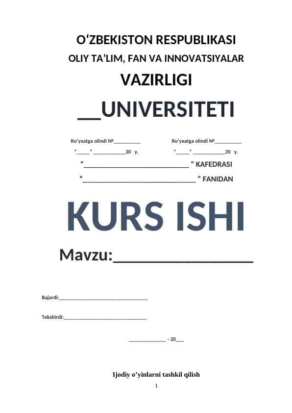 Ijodiy o’yinlarni tashkil qilish