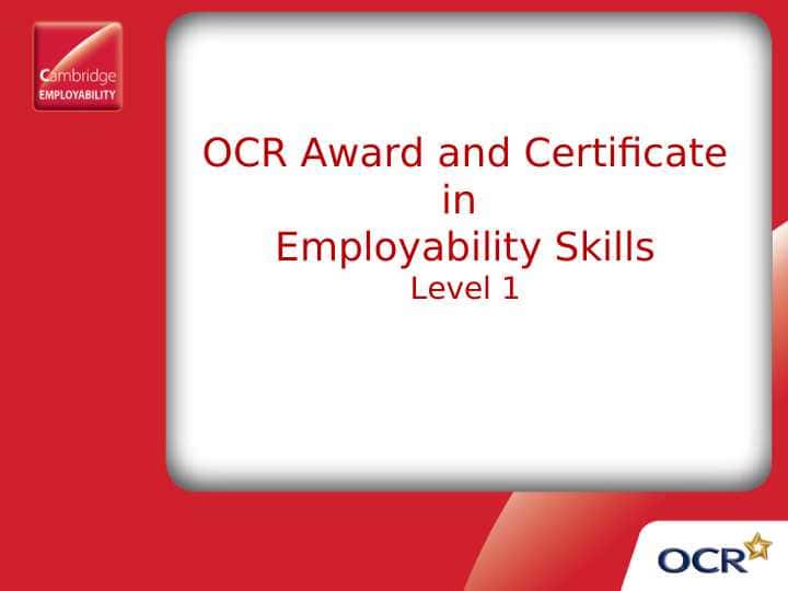 OCR Award and Certificate