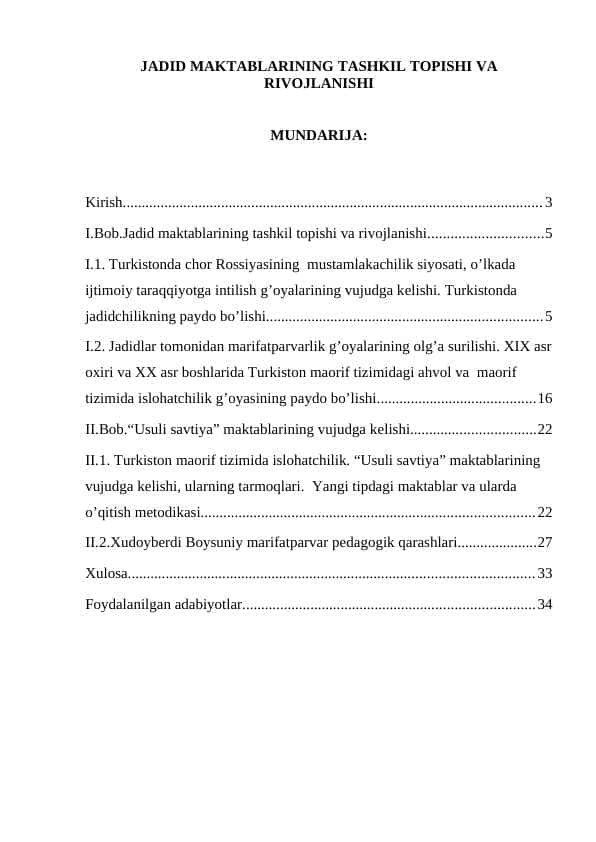 JADID MAKTABLARINING TASHKIL TOPISHI VA RIVOJLANISHI