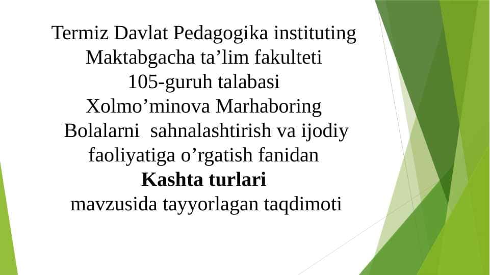Kashta turlari