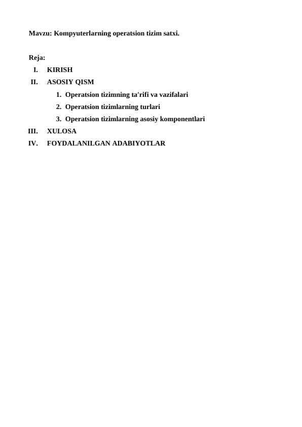 Kompyuterlarning operatsion tizim satxi
