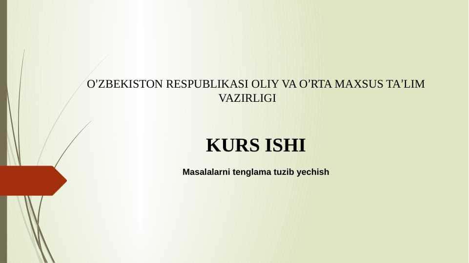 Masalalarni tenglama tuzib yechish