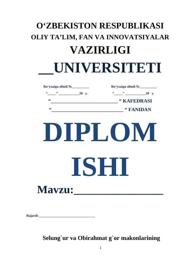Selung`ur va Obirahmat g`or makonlarining tariximizni o`rganishdagi tutgan o`rni.