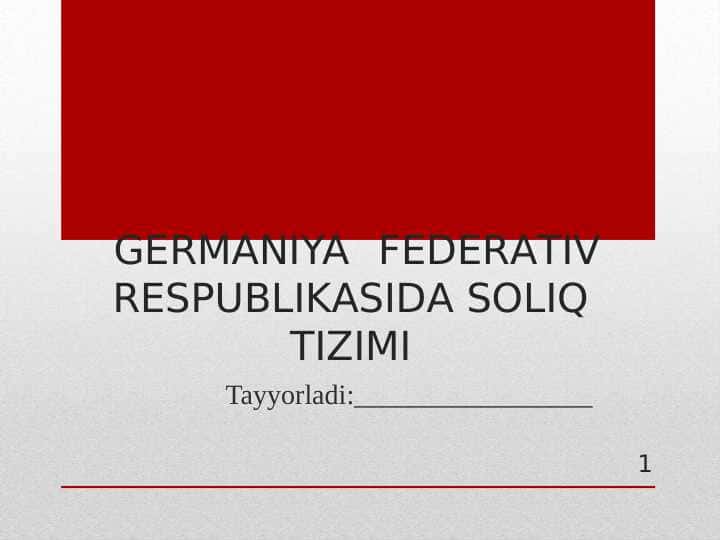 GЕRMАNIYA FЕDЕRАTIV RЕSPUBLIKАSIDА SOLIQ TIZIMI