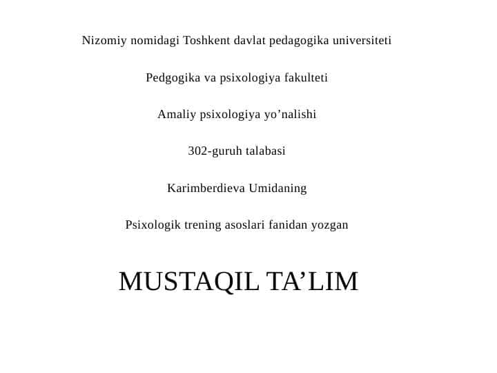 Kognitiv ko'nikmalarni oshirish treninglar o'tkazish