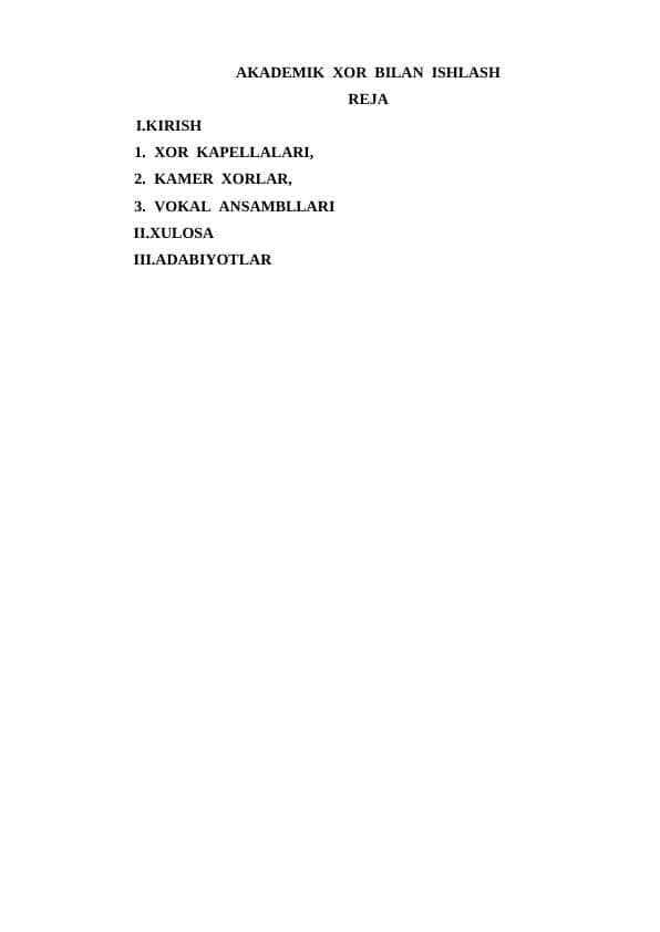 AKADEMIK XOR BILAN ISHLASH