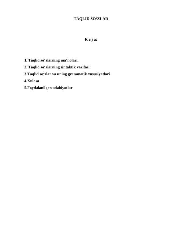 TAQLID SO‘ZLAR
