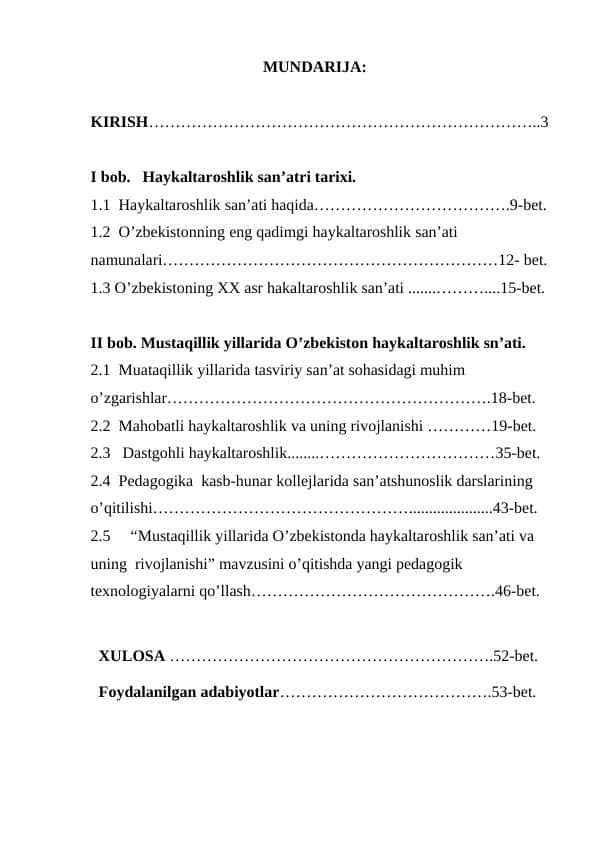 Mustaqillik yillarida o’zbekistonda haykaltaroshlik san’ati va uning rivojlanishi
