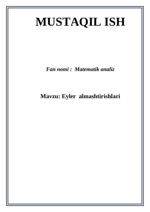 Eyler almashtirishlari.