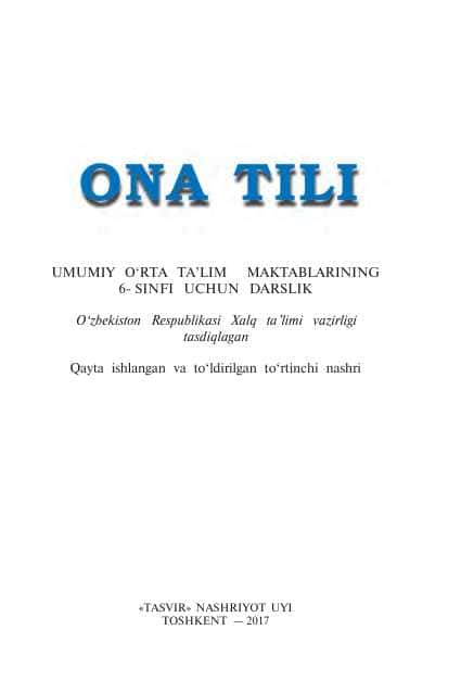 6- sinf ona tili darsligi yangi