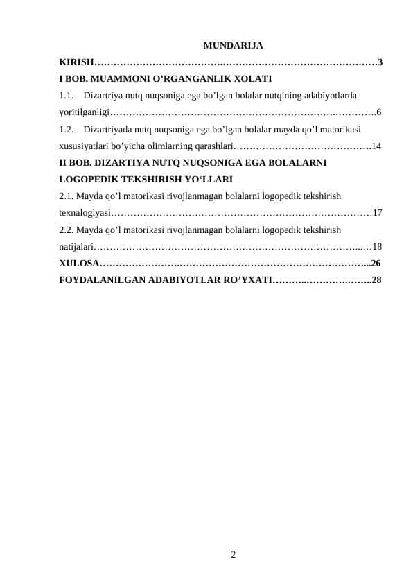 DIZARTIYA NUTQ NUQSONIGA EGA BOLALARNI LOGOPEDIK TEKSHIRISH